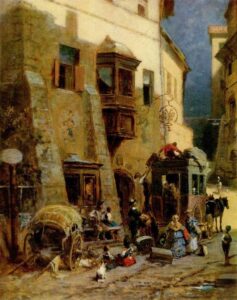 Customs Station In Tirol by Carl Spitzweg, hand-painted oil painting reproduction