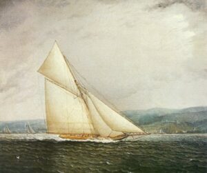 Cutter Vigilant With Spoon Bow by James E Buttersworth, hand-painted oil painting reproduction