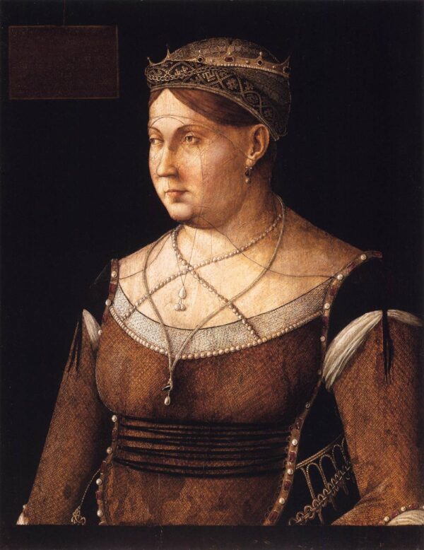Portrait of Caterina Cornaro, Queen of Cyprus by Gentile Bellini, hand-painted oil painting reproduction