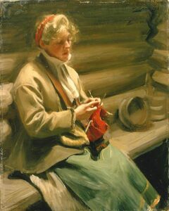 Dalecarlian Girl Knitting by Anders Zorn, hand-painted oil painting reproduction