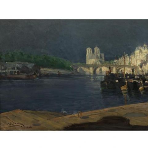 View Of The Seine Looking Toward Notre Dame by Henry Ossawa Tanner, hand-painted oil reproduction