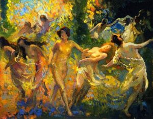 Dancing Women by Franz Bischoff, hand-painted oil painting reproduction