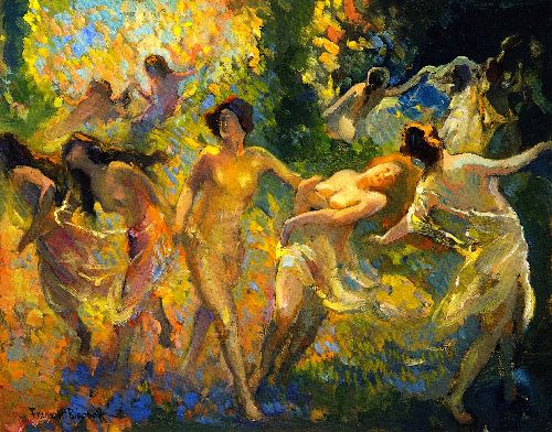 Dancing Women by Franz Bischoff, hand-painted oil reproduction