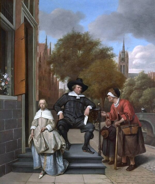 A Burgher of Delft and His Daughter by Jan Steen, hand-painted oil painting reproduction