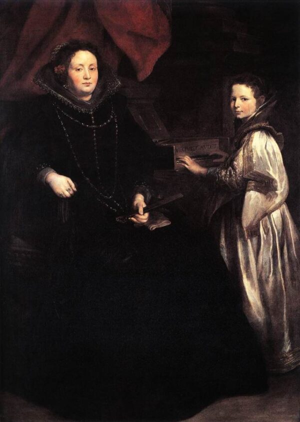 Portrait of Porzia Imperiale and Her Daughter by Sir Anthony van Dyck, hand-painted oil painting reproduction