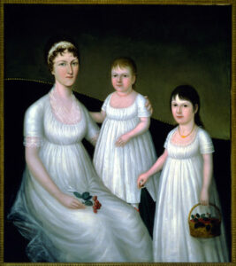 Grace Allison McCurdy and her Daughters by Joshua Johnson, hand-painted oil painting reproduction