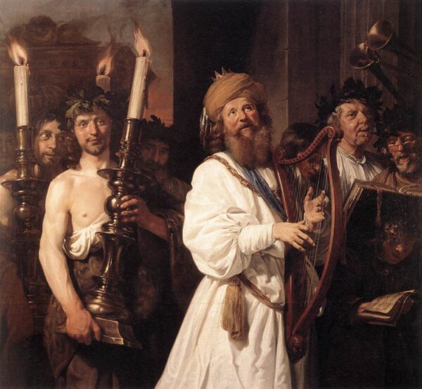 David Playing the Harp by Jan de Bray, hand-painted oil painting reproduction
