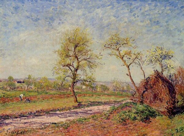 Road from Veneux to Moret on a Spring Day by Alfred Sisley, hand-painted oil painting reproduction