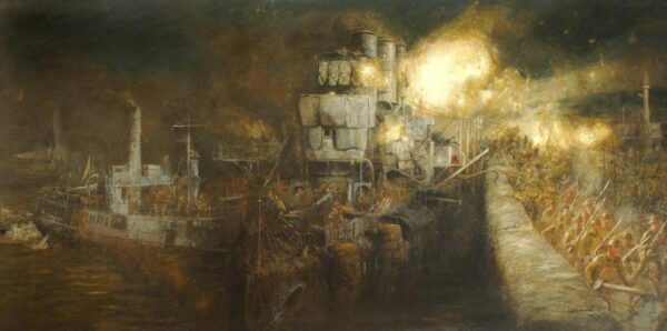 The Storming of Zeebrugge Mole, St. George’s Day by William Lionel Wyllie, hand-painted oil painting reproduction