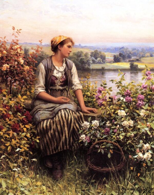 Daydreaming by Daniel Ridgway Knight, hand-painted oil painting reproduction