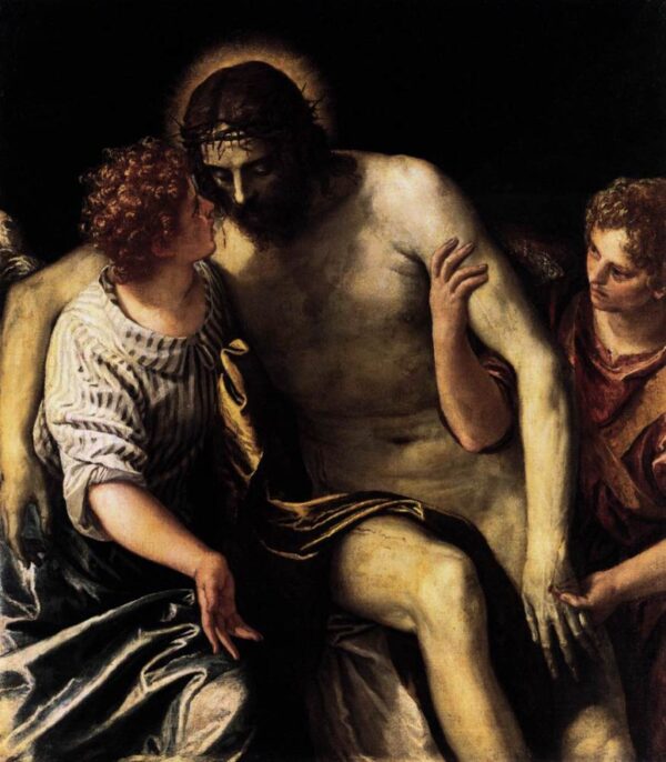 Dead Christ Supported by Two Angels by Paolo Veronese, hand-painted oil painting reproduction
