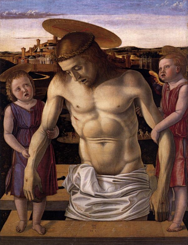 Dead Christ Supported by Two Angels by Giovanni Bellini, hand-painted oil painting reproduction
