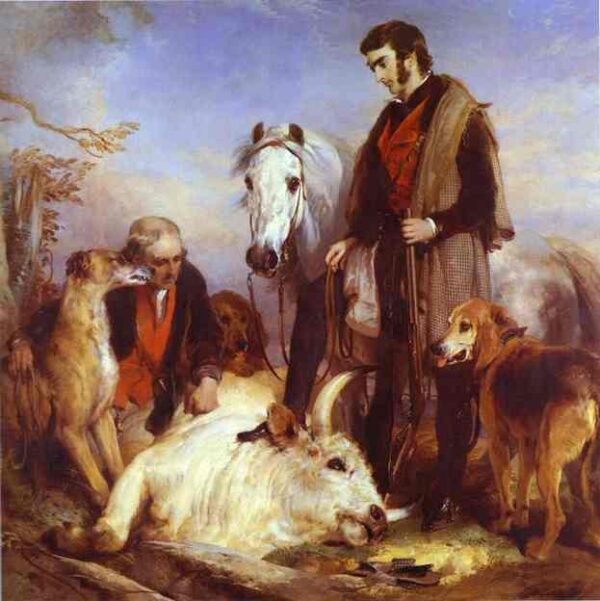 Death Of The Wild Bull by Sir Edwin Landseer, hand-painted oil painting reproduction