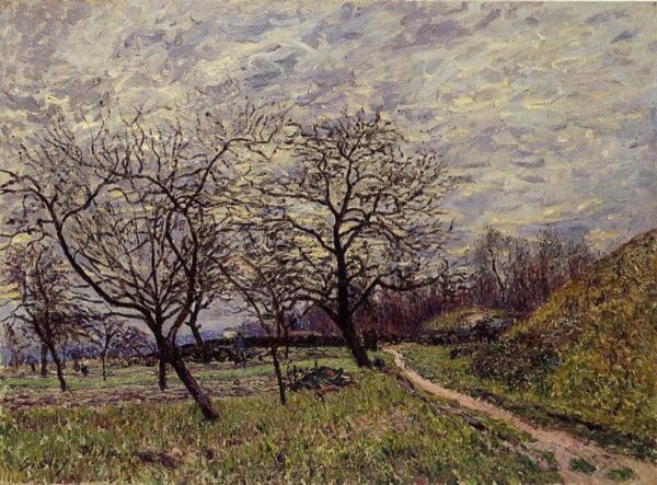 Between Veneux and By – December Morning by Alfred Sisley, hand-painted oil painting reproduction