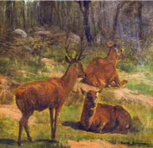Deer at Fountainebleau by Rosa Maria Bonheur, hand-painted oil painting reproduction