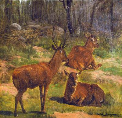 Deer at Fountainebleau by Rosa Maria Bonheur, hand-painted oil reproduction