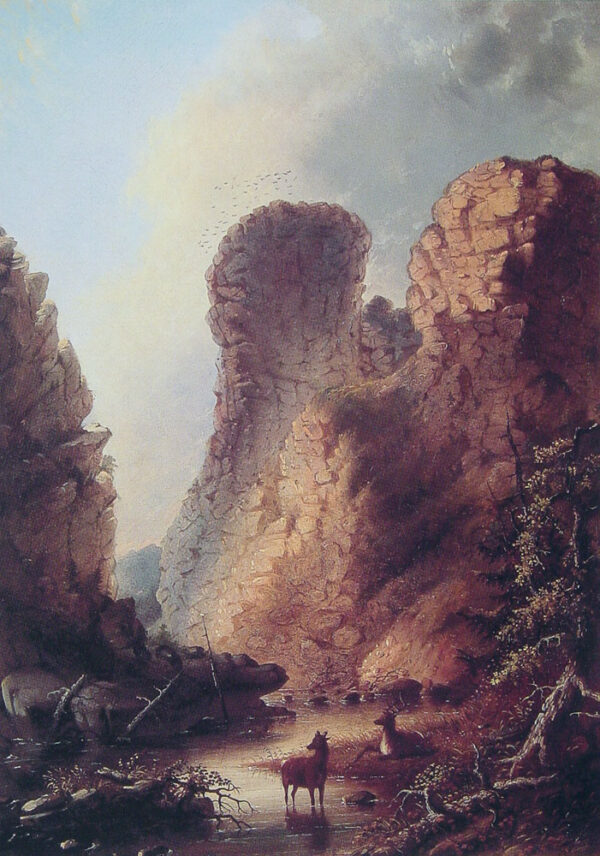 Deer by the River Wyoming by Alfred Jacob Miller, hand-painted oil reproduction