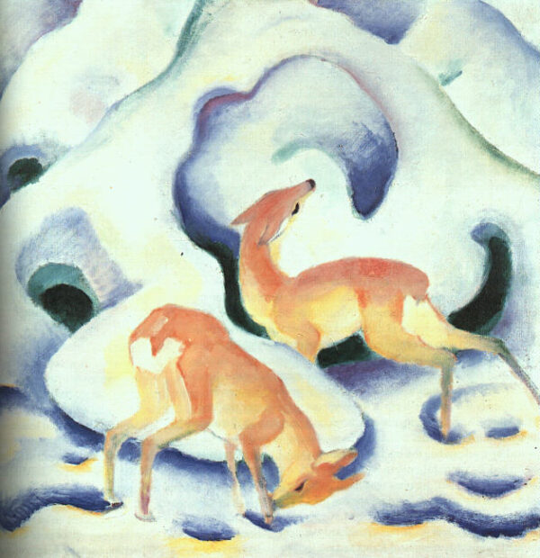 Deer in the Snow by Franz Marc, hand-painted oil painting reproduction