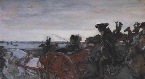 Departure of Catherine II for Falconry by Valentin Alexandrovich Serov, hand-painted oil painting reproduction