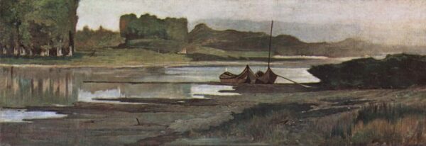 Der Arno bei Bellariva by Giovanni Fattori, hand-painted oil painting reproduction