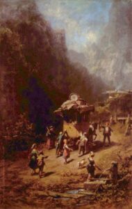 Der Stellwagen by Carl Spitzweg, hand-painted oil painting reproduction