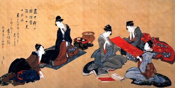 Portrait of Chino Hyogo Seated at His Writing Desk by Katsushika Hokusai, hand-painted oil painting reproduction