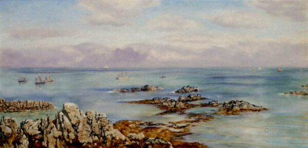 View From The Balcony Of Cliff Cottage, Lee Bay, North Devon by John Brett, hand-painted oil painting reproduction