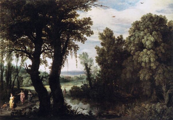 Diana and Her nymphs at the Hunt by Paul Bril, hand-painted oil painting reproduction