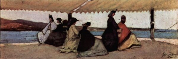 Die Rotonde von Palmieri by Giovanni Fattori, hand-painted oil painting reproduction