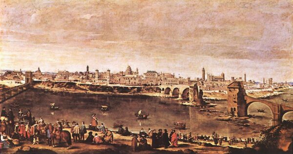 View of Zaragoza by Diego Velázquez, hand-painted oil painting reproduction