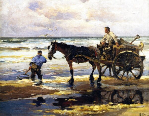 Digging Clams by Mathias J Alten, hand-painted oil painting reproduction