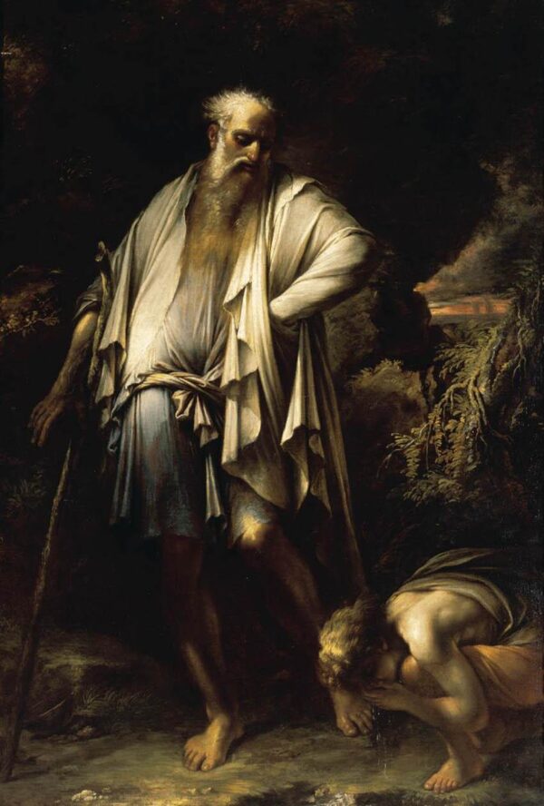 Diogenes Casting away his Cup by Salvator Rosa, hand-painted oil painting reproduction