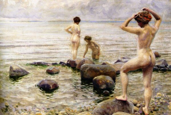 A Morning Dip by Paul Gustave Fischer, hand-painted oil painting reproduction