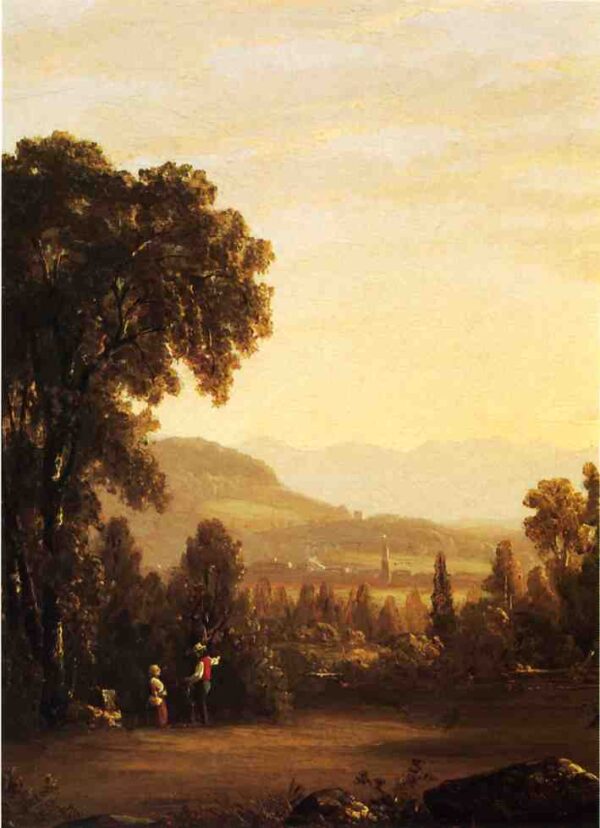 Landscape with Village in the Distance by Sanford Robinson Gifford, hand-painted oil painting reproduction