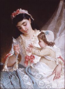 Distracting the Baby by Émile Munier, hand-painted oil painting reproduction