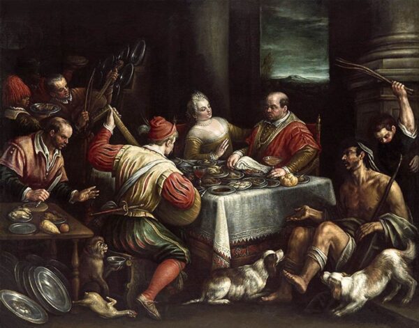 Dives and Lazarus by Leandro Bassano, hand-painted oil painting reproduction