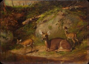 Doe and Two Fawns by Arthur Fitzwilliam Tait, hand-painted oil painting reproduction