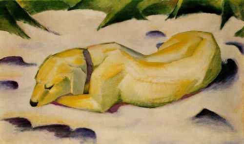 Dog Lying in the Snow by Franz Marc, hand-painted oil reproduction