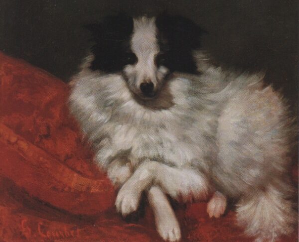 Dog Sitting On Cushions by Gustave Courbet, hand-painted oil painting reproduction