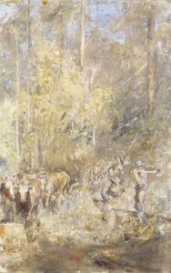 Dogging a Log by Tom Roberts, hand-painted oil painting reproduction
