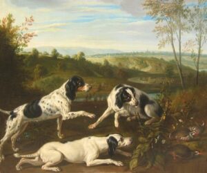 Dogs Sporting by Alexandre Francois Desportes, hand-painted oil painting reproduction