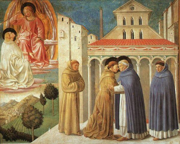 The Meeting of Saint Francis and Saint Dominic by Benozzo Gozzoli, hand-painted oil painting reproduction