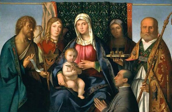 Virgin and Child with Saints and a Donor by Boccaccio Boccaccino, hand-painted oil painting reproduction