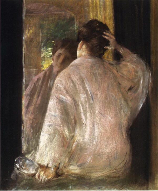 Dorothy at the Mirror by William Merritt Chase, hand-painted oil painting reproduction