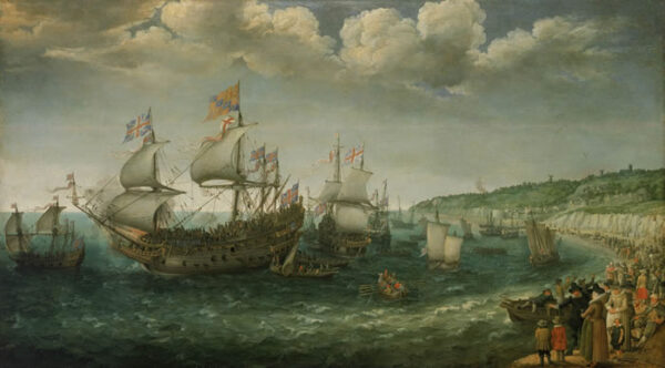 Embarkation of the Elector Palatine in the ‘Prince Royal’ at Dover by Adam Willaerts, hand-painted oil painting reproduction