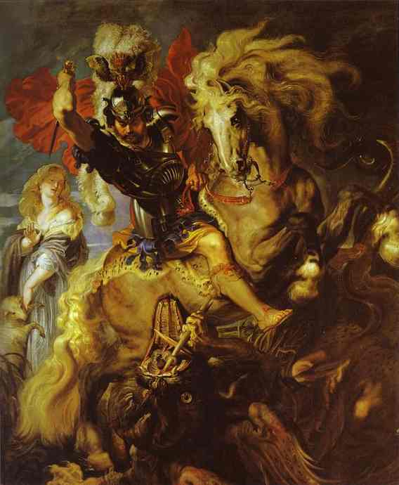 St George Fighting the Dragon by Peter Paul Rubens, hand-painted oil reproduction