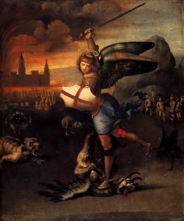 Saint Michael and the Dragon by Raphael Sanzio, hand-painted oil painting reproduction