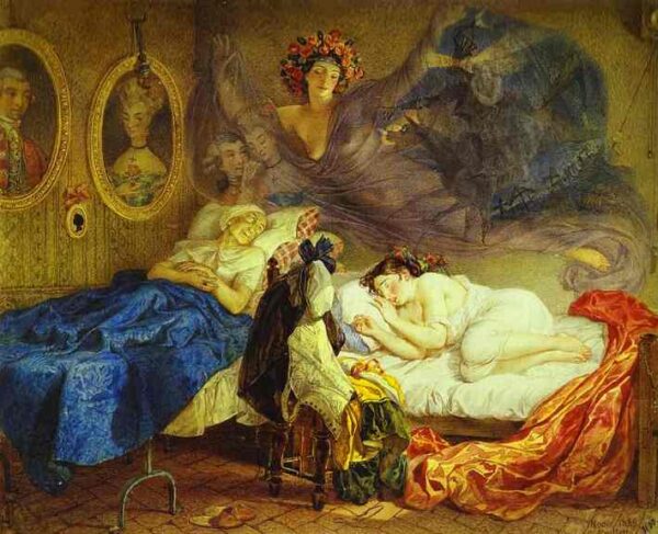 Dreams of Grandmother and Granddaughter by Karl Briullov, hand-painted oil painting reproduction