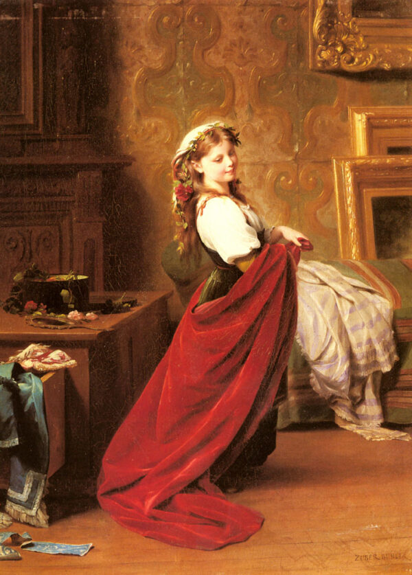 Dressing Up by Fritz Zuber-Buhler, hand-painted oil reproduction