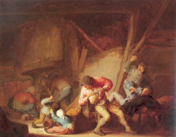 Drinking Figures And Crying Children by Adriaen van Ostade, hand-painted oil painting reproduction
